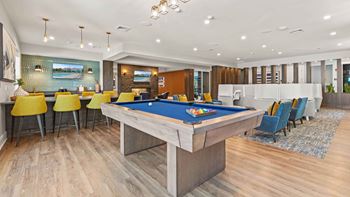 Clubhouse with lounge, community room, billiards and private work stations